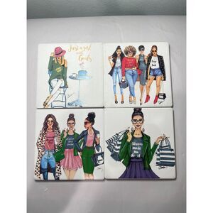 Rongrong DeVoe‎ 4 coasters Girl Power Friends Fashionista Goals Fashion Inspire